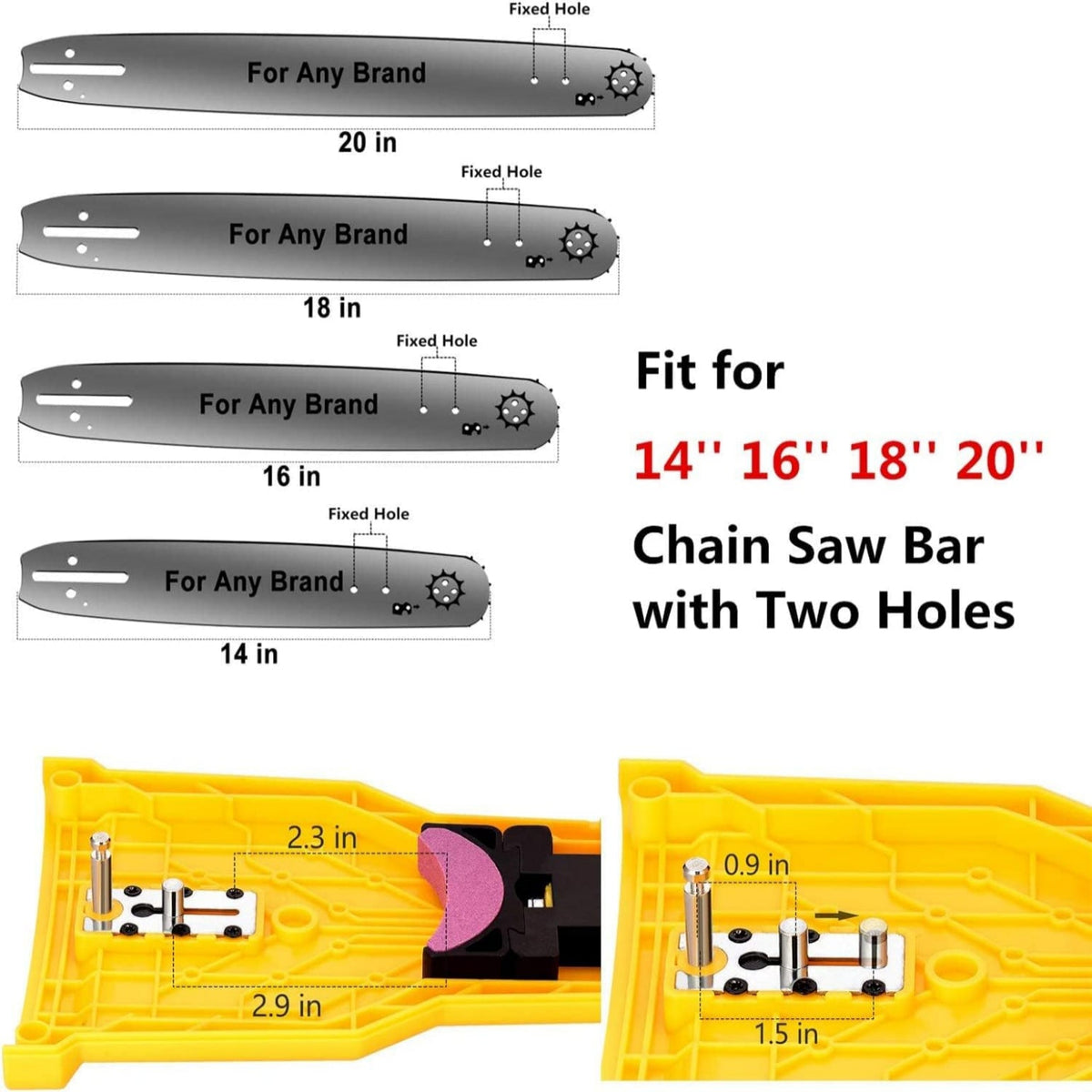 Portable Chainsaw Bar Sharpener with Adjustable Pin Spacing for 14-20in Bars