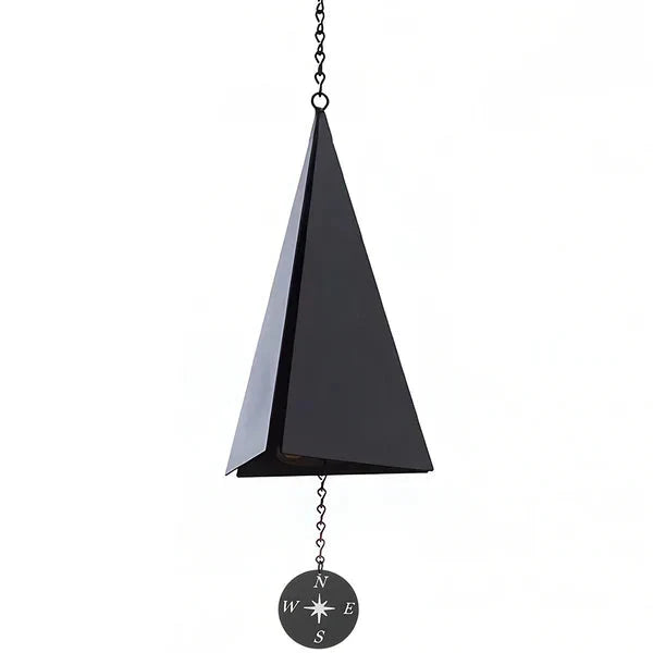 Three Tone Wind Bell with Compass Windcatcher, 20 Inch Recycled Steel