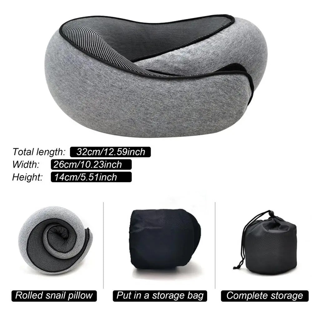 Memory Foam Neck Pillow with O-Shape Support and Cotton Cover for Travel
