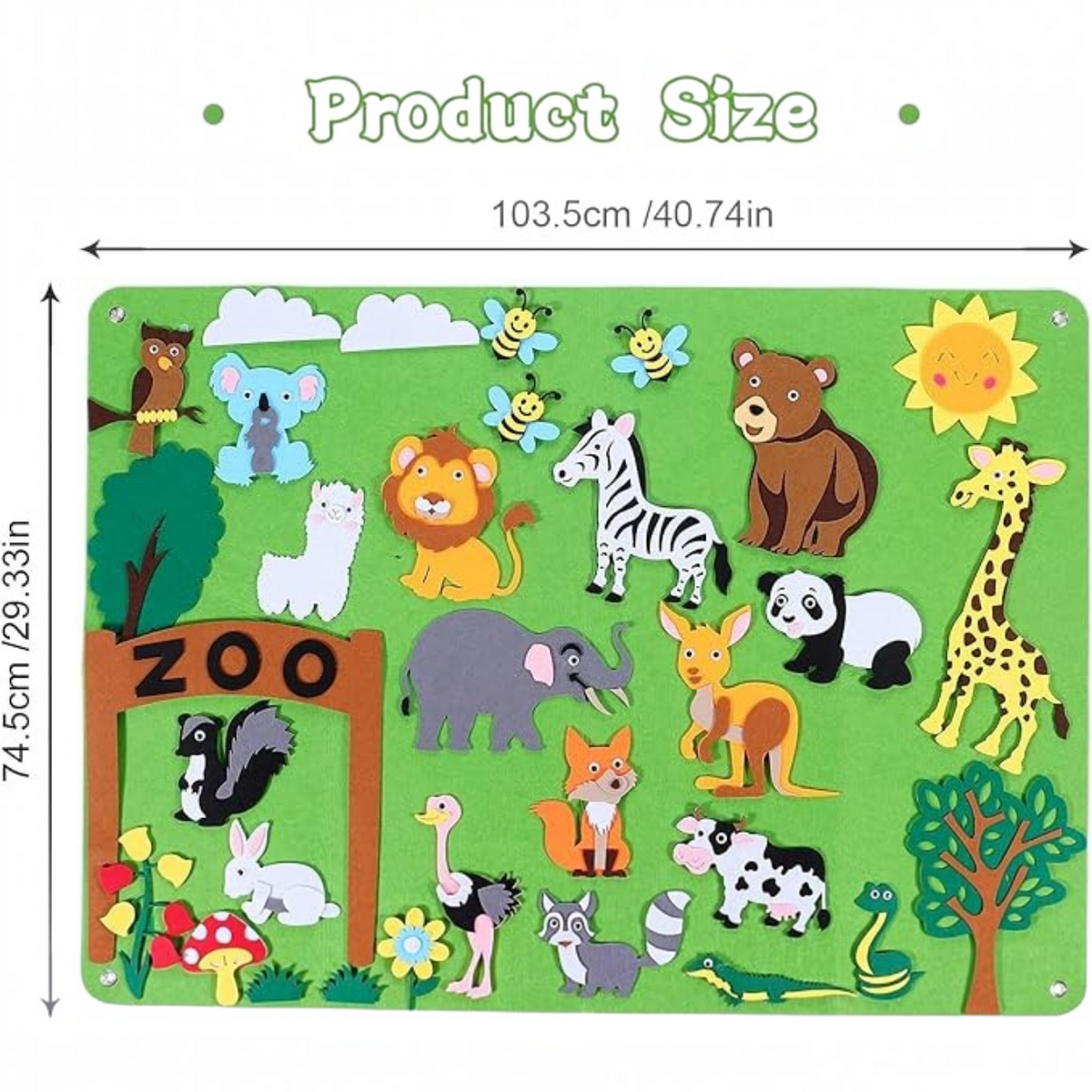 Animal Felt Board Set with Repositionable Figures and Nature Elements