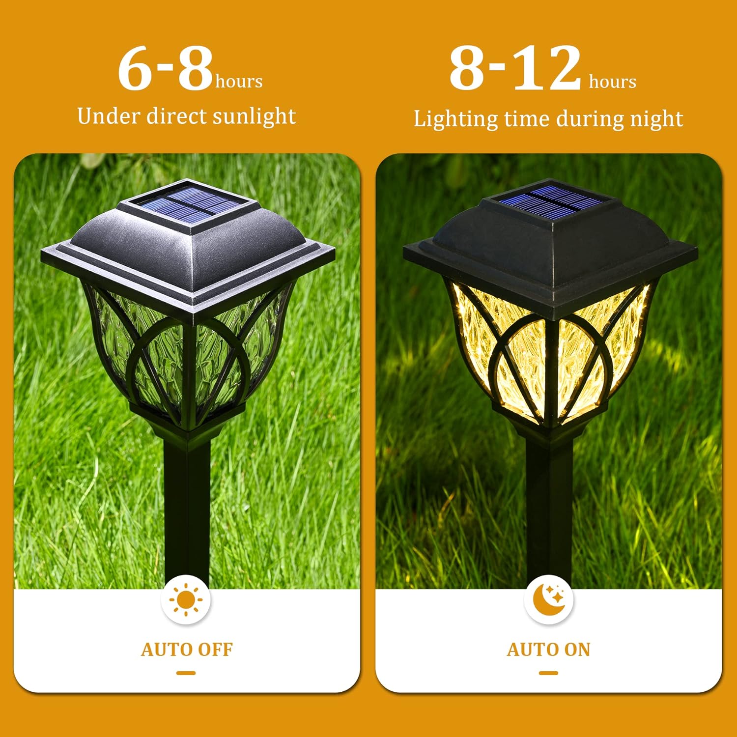 Solar Pathway Garden Lights with Water Ripple Pattern and Automatic Dusk Sensor, 6 Pack - Alverraliving