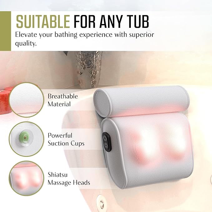 Foam Bath Pillow with Suction Cups and Textured Surface for Neck Support