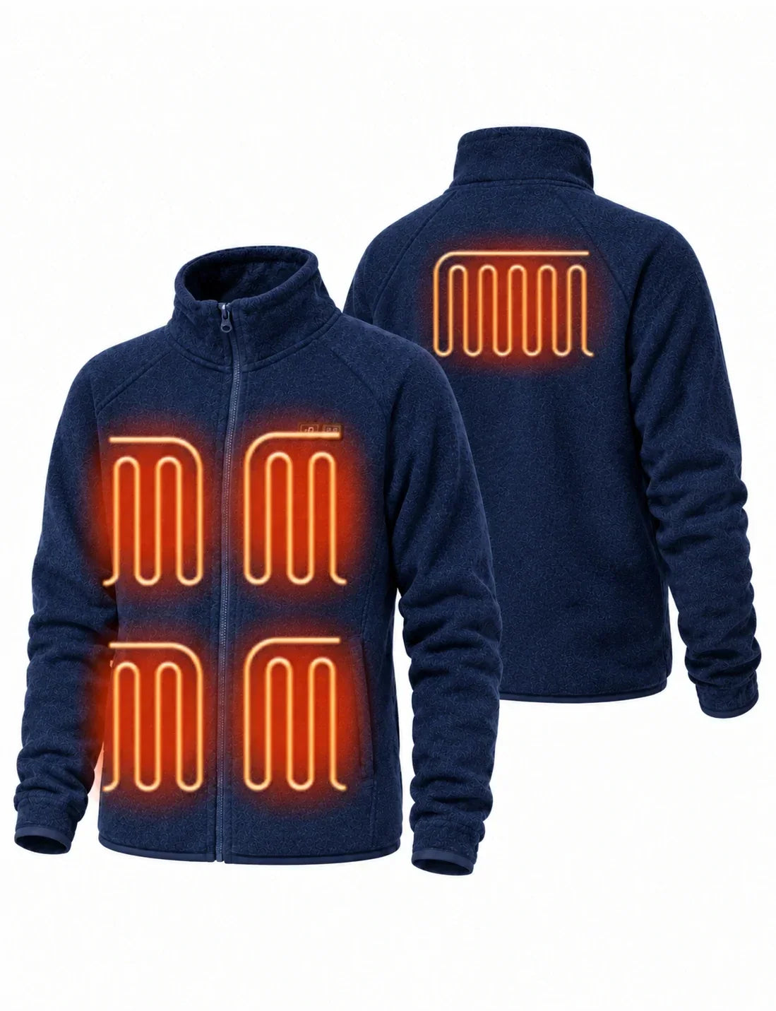 Mens Heated Fleece Jacket with Five Carbon Fiber Zones and Three Heat Levels for Outdoors