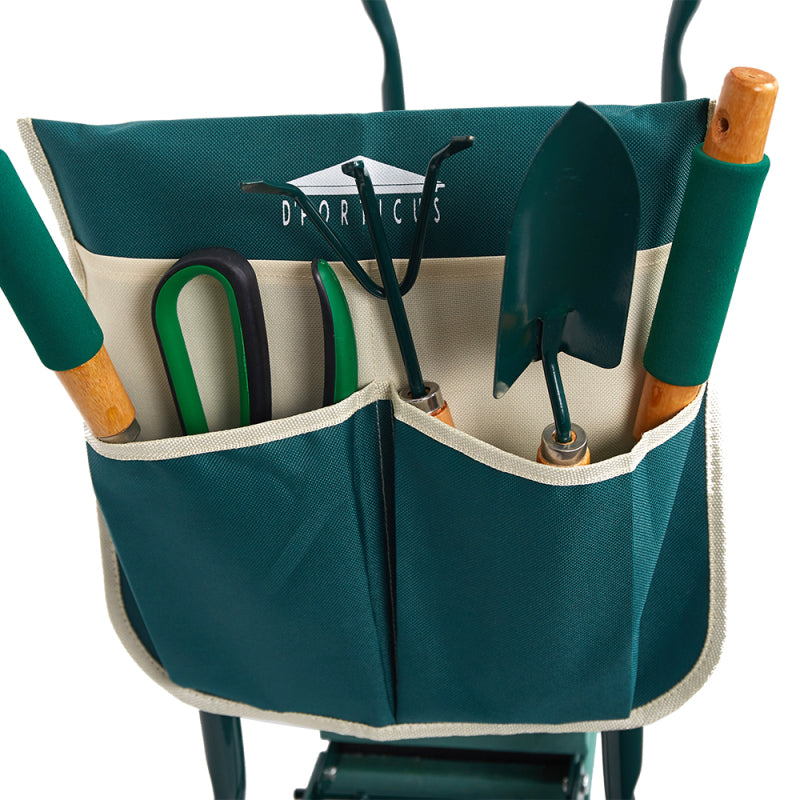 Garden Kneeler and Seat with Dual Position Frame and Tool Pouch, Foldable