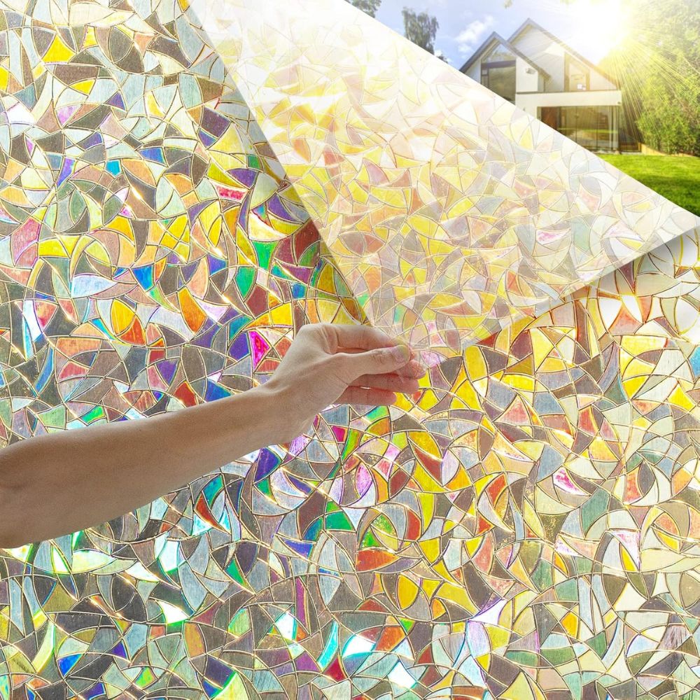 Rainbow Prismatic Window Film with Static Cling and UV Protection