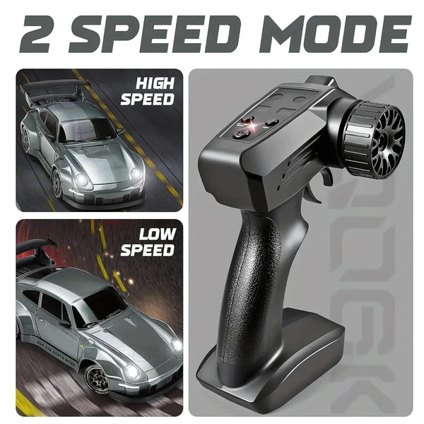 4WD Drift RC Car with Swappable Tires and LED Lights, Includes Remote Control