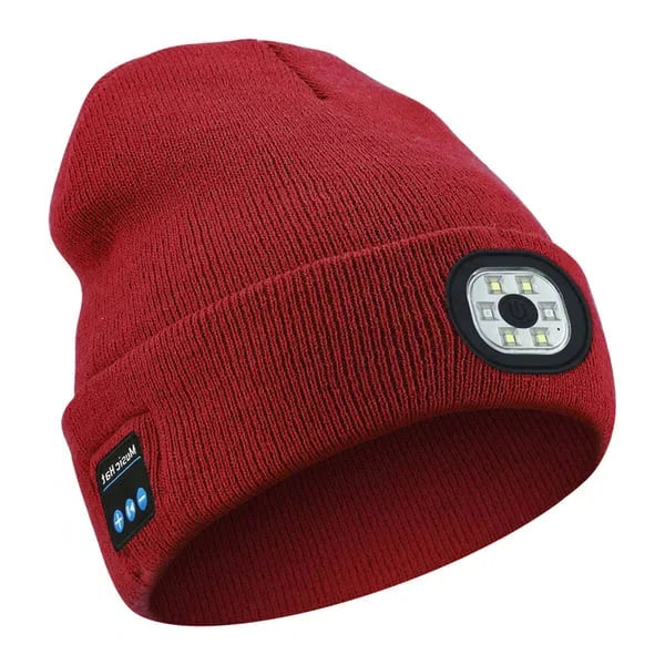 Wireless LED Beanie with Built-in Speakers and Detachable Light Module
