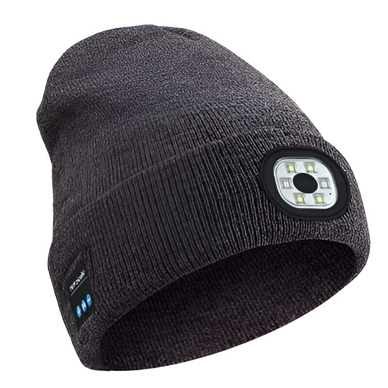 Wireless LED Beanie with Built-in Speakers and Detachable Light Module