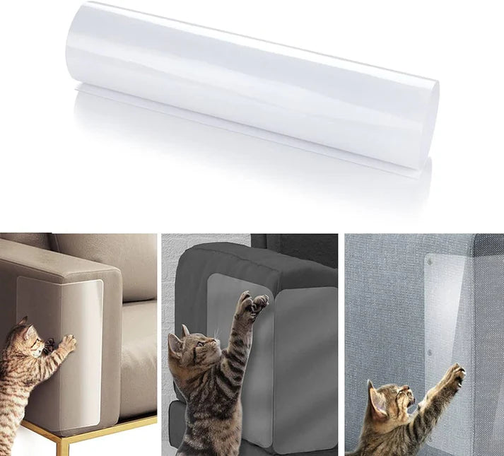Clear Self-Adhesive Furniture Protector Sheet with Scissor-Trimable Design for Cats