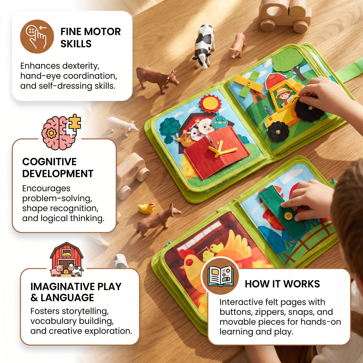 Farm Animal Story Book with Bright Illustrations and Simple Text for Toddlers