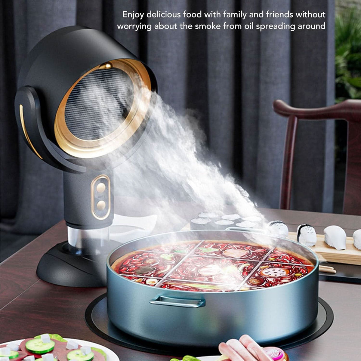 Compact Desktop Smoke Absorber with LED Ring for Home and Office Spaces