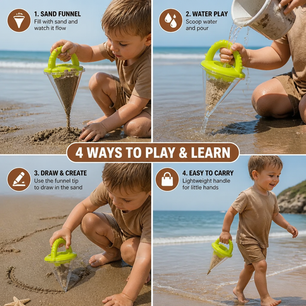 Sand Drawing Funnel Toy with Flow Control Handle for Kids