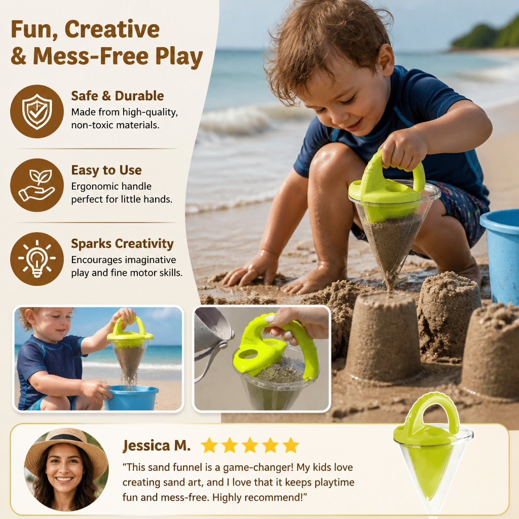 Sand Drawing Funnel Toy with Flow Control Handle for Kids