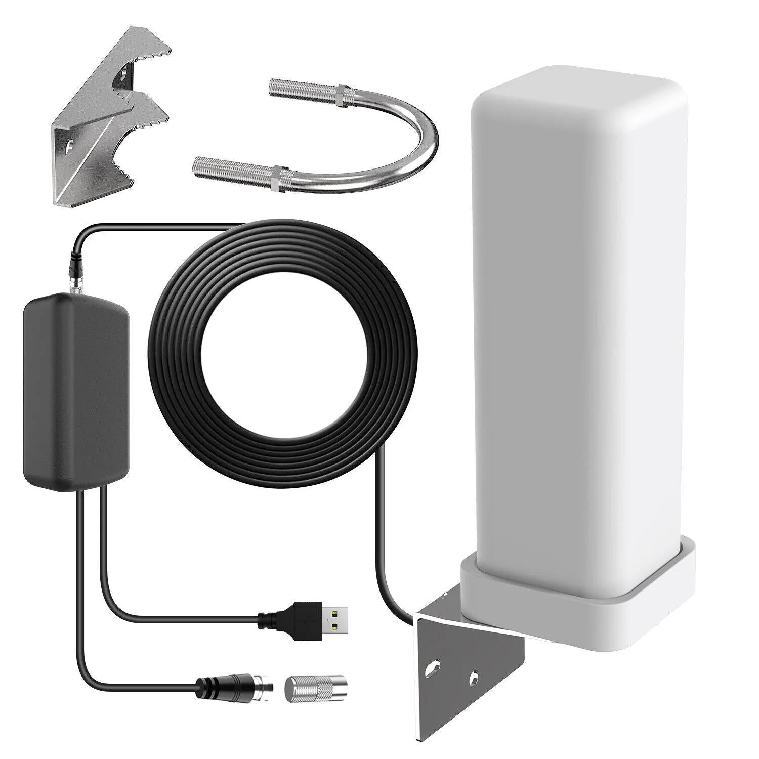 Outdoor HDTV Antenna with 360° Reception and Amplified 460 Mile Range