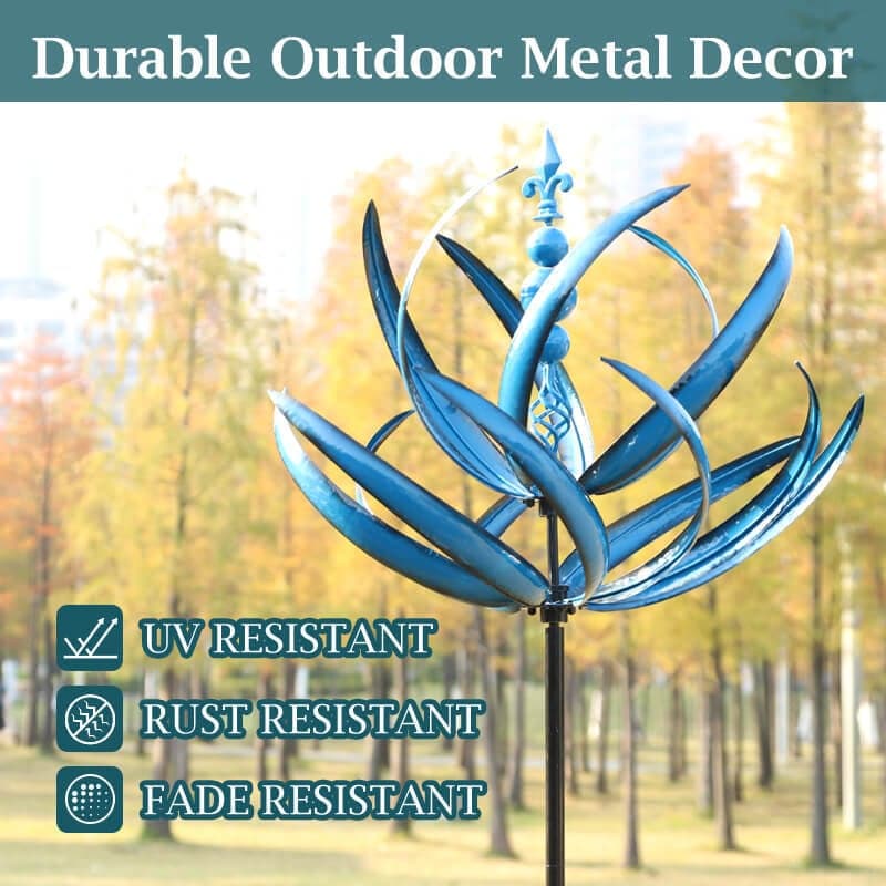 Metal Wind Spinner with Ground Stake and Bearing System for Gardens