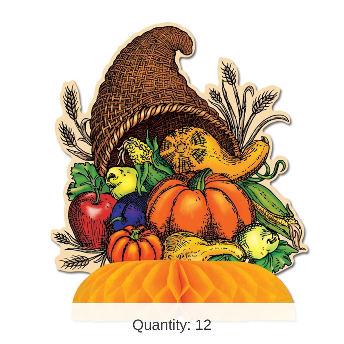 Harvest Cornucopia Centerpiece Set of 12 with 8.5 Inch Height