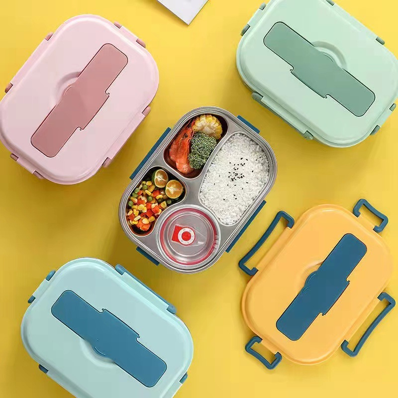 Insulated Lunch Container with Stainless Steel Interior and Four Point Snap Closure