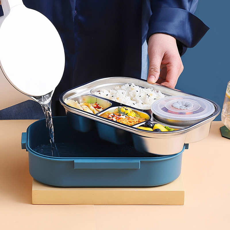 Insulated Lunch Container with Stainless Steel Interior and Four Point Snap Closure