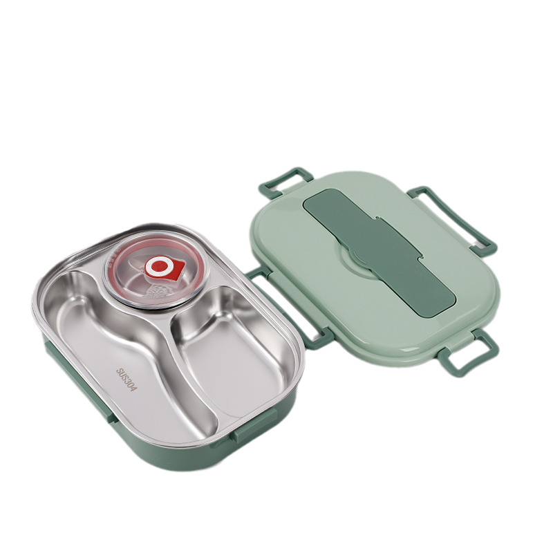 Insulated Lunch Container with Stainless Steel Interior and Four Point Snap Closure