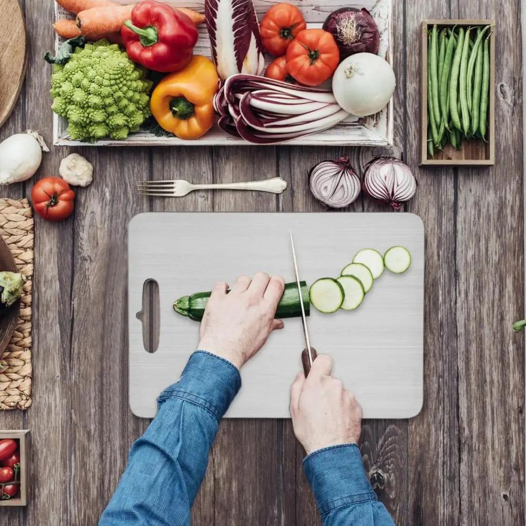 Non Porous Cutting Board with Titanium Coating and Non Slip Base