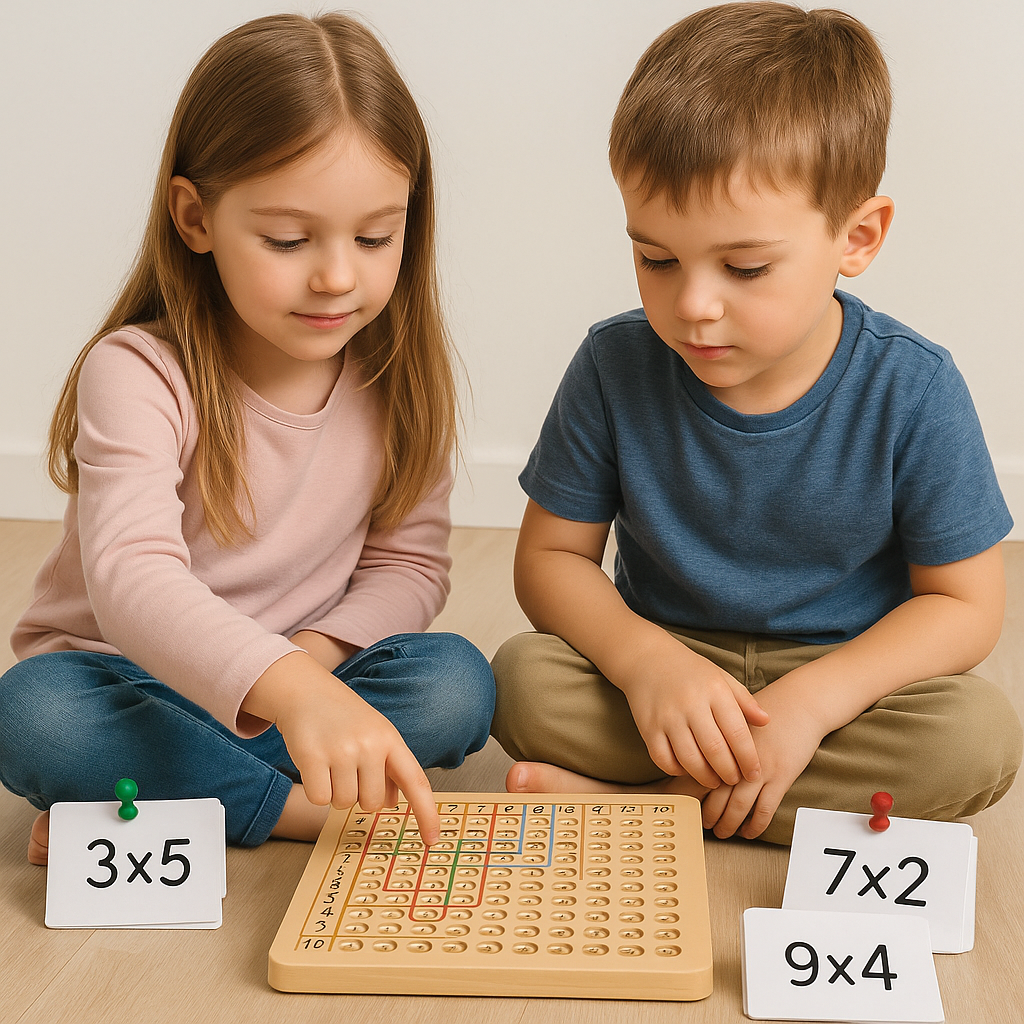 Wooden Number Learning Board for Counting, Addition and Multiplication