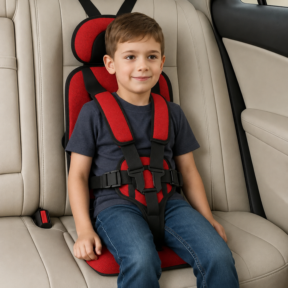 Portable Child Travel Seat with Five Point Harness and Head Support, Foldable