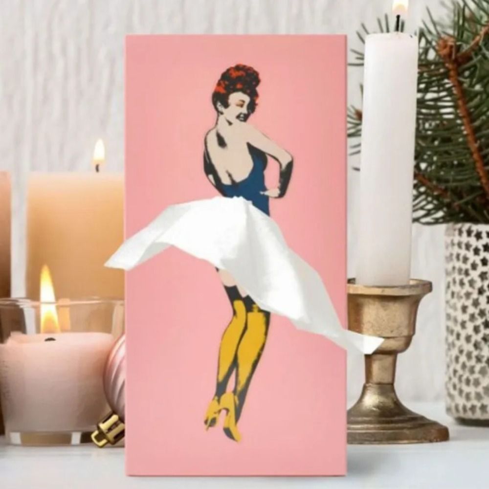 Decorative Tissue Holder with Moving Skirt and Weighted Base
