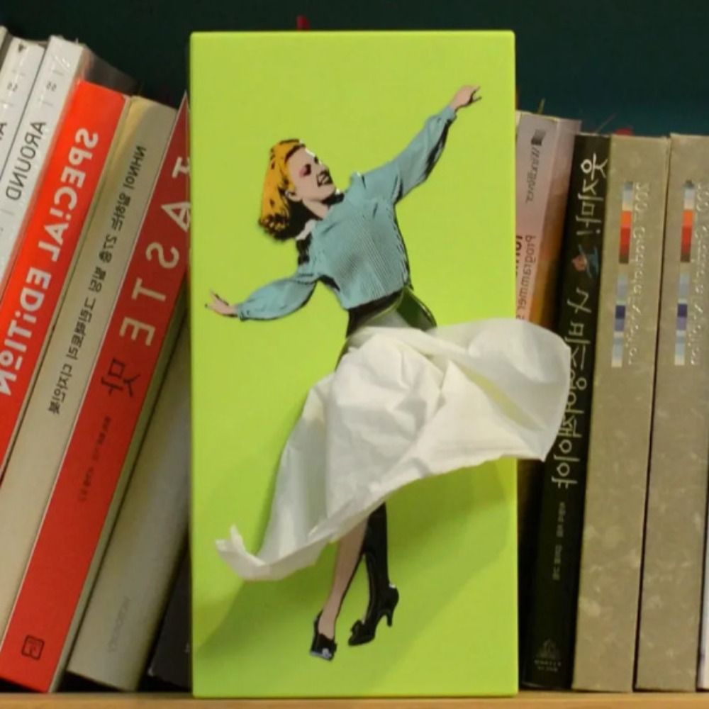 Decorative Tissue Holder with Moving Skirt and Weighted Base