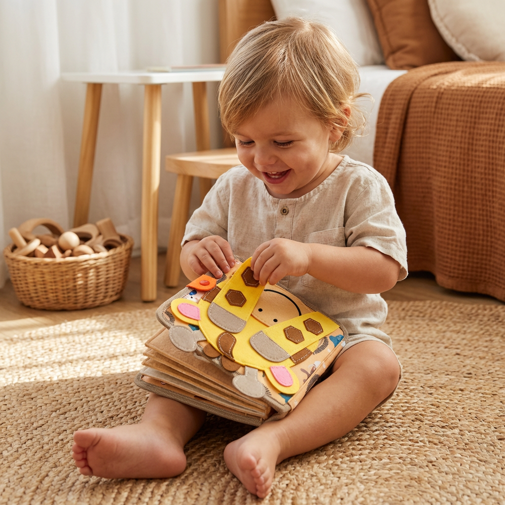 Interactive Textured Storybook with Multiple Activity Pages and Grip Elements for Children