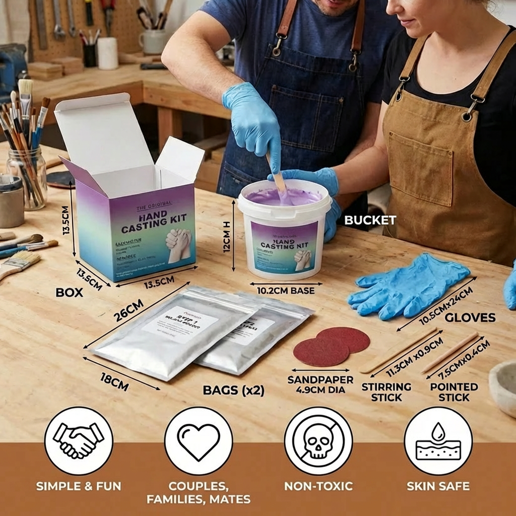 3D Hand Casting Kit for Families and Couples to Create a Plaster Keepsake Sculpture