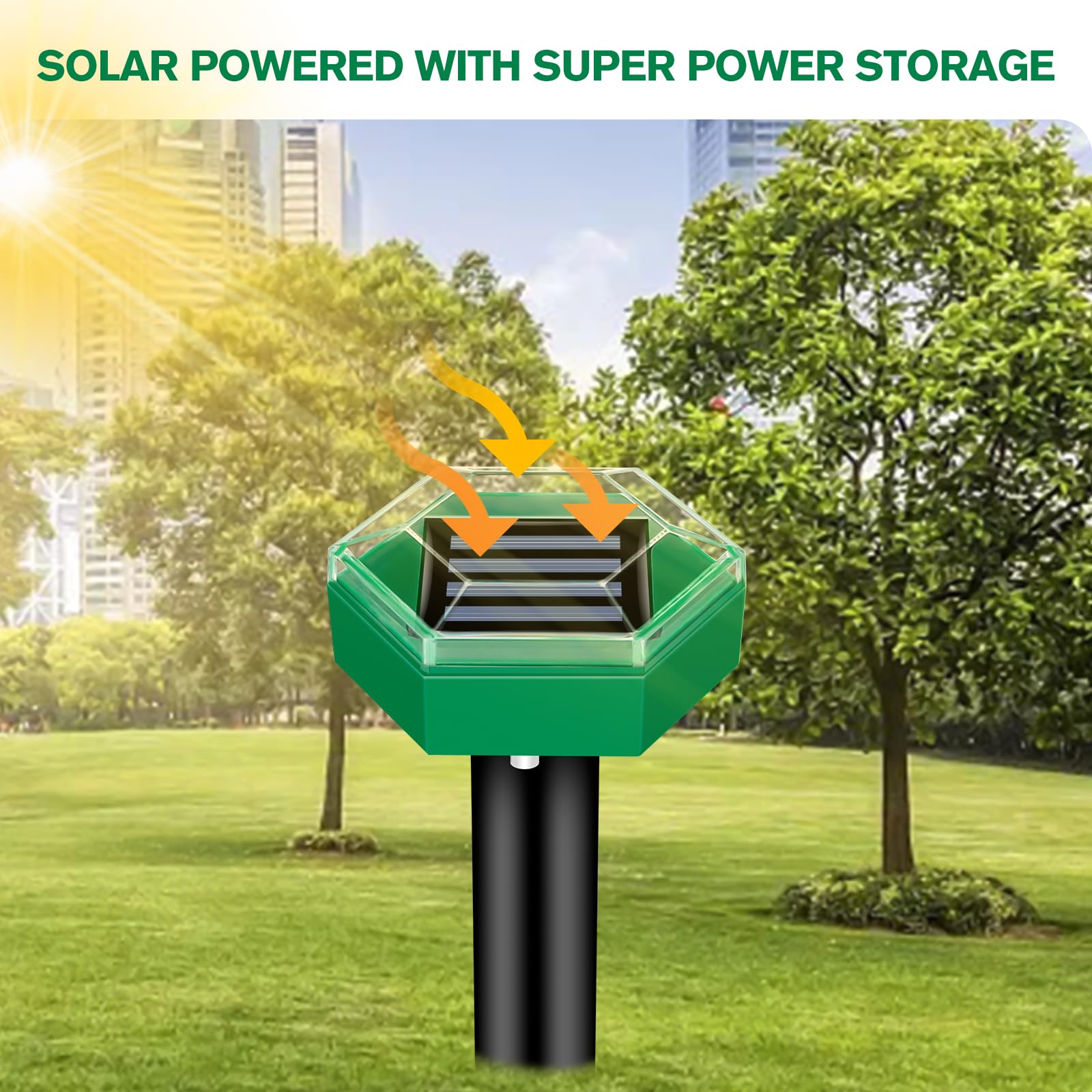 Solar Mole Repeller with Ultrasonic Pulse and Rechargeable Battery, 465 Sq Ft Coverage