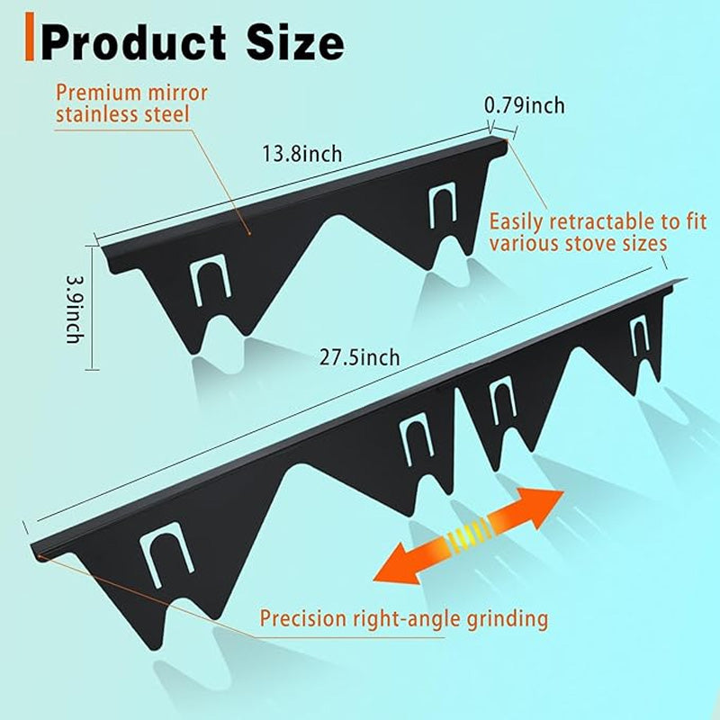 Adjustable Stainless Steel Stove Gap Cover with Telescoping Design and Heat Resistance