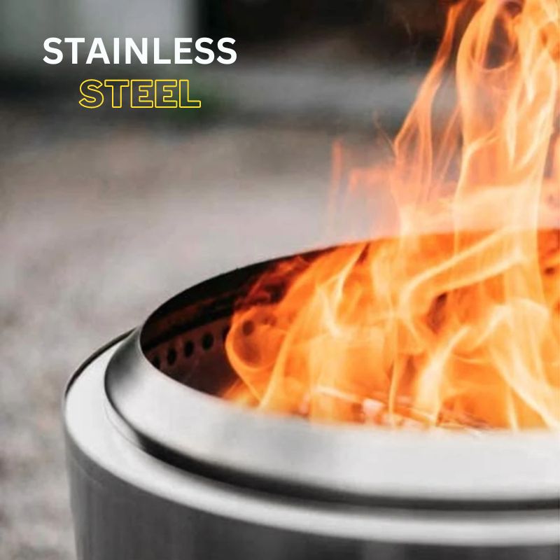 Portable Smokeless Fire Pit with Double Wall Chamber and Slide Out Ash Pan