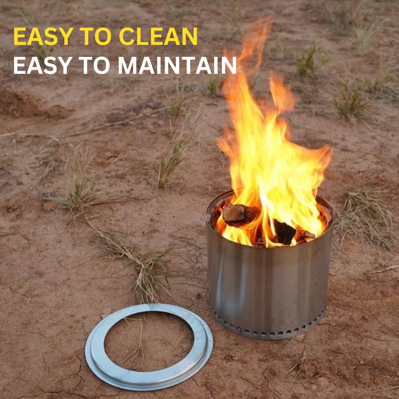 Portable Smokeless Fire Pit with Double Wall Chamber and Slide Out Ash Pan