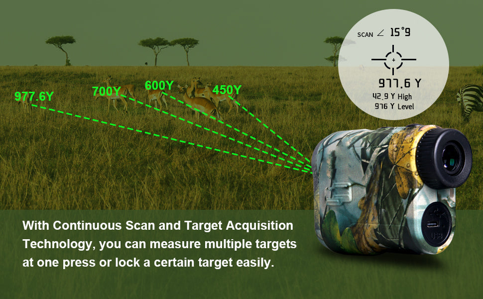 Laser Range Finder with 1000 Yard Capacity and 6.5X Magnification