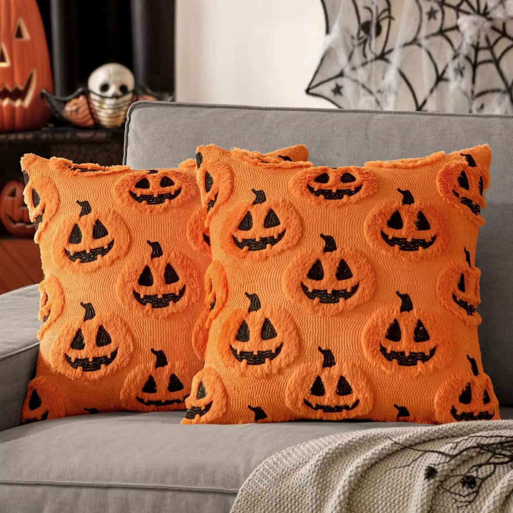 Pumpkin Cushion Cover with Microfiber Blend Fabric for 18x18 Inch Inserts