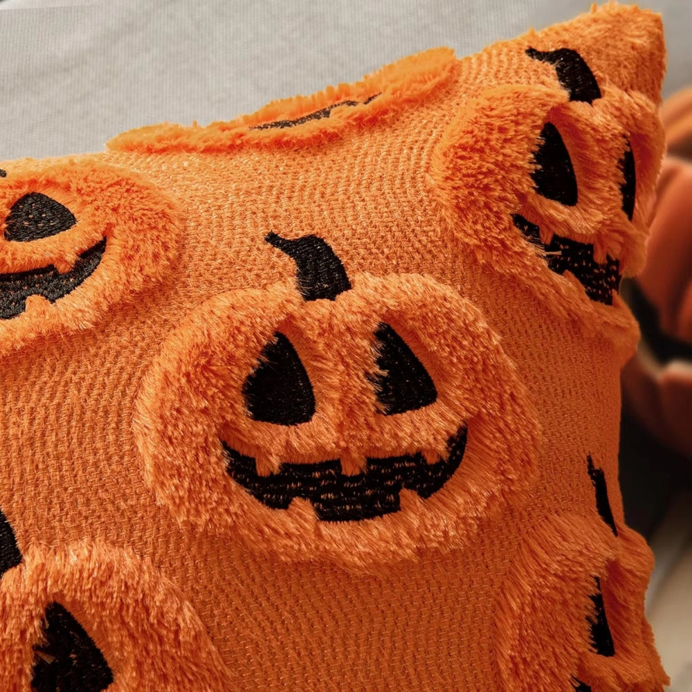 Pumpkin Cushion Cover with Microfiber Blend Fabric for 18x18 Inch Inserts