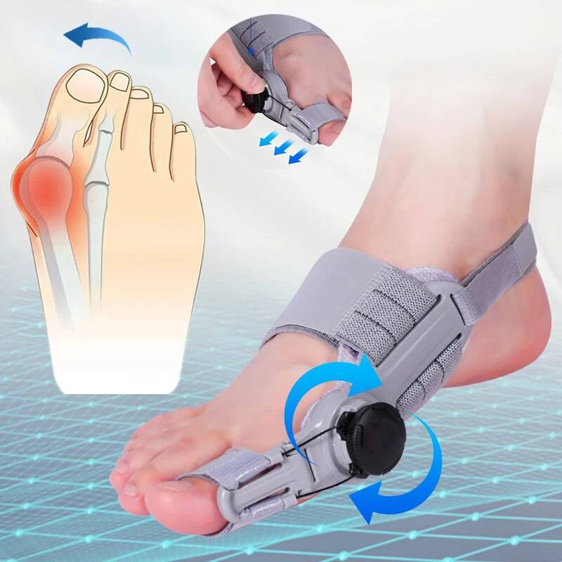 Adjustable Bunion Corrector with Twist Knob Control and Silicone Cushioning, Heel Strap