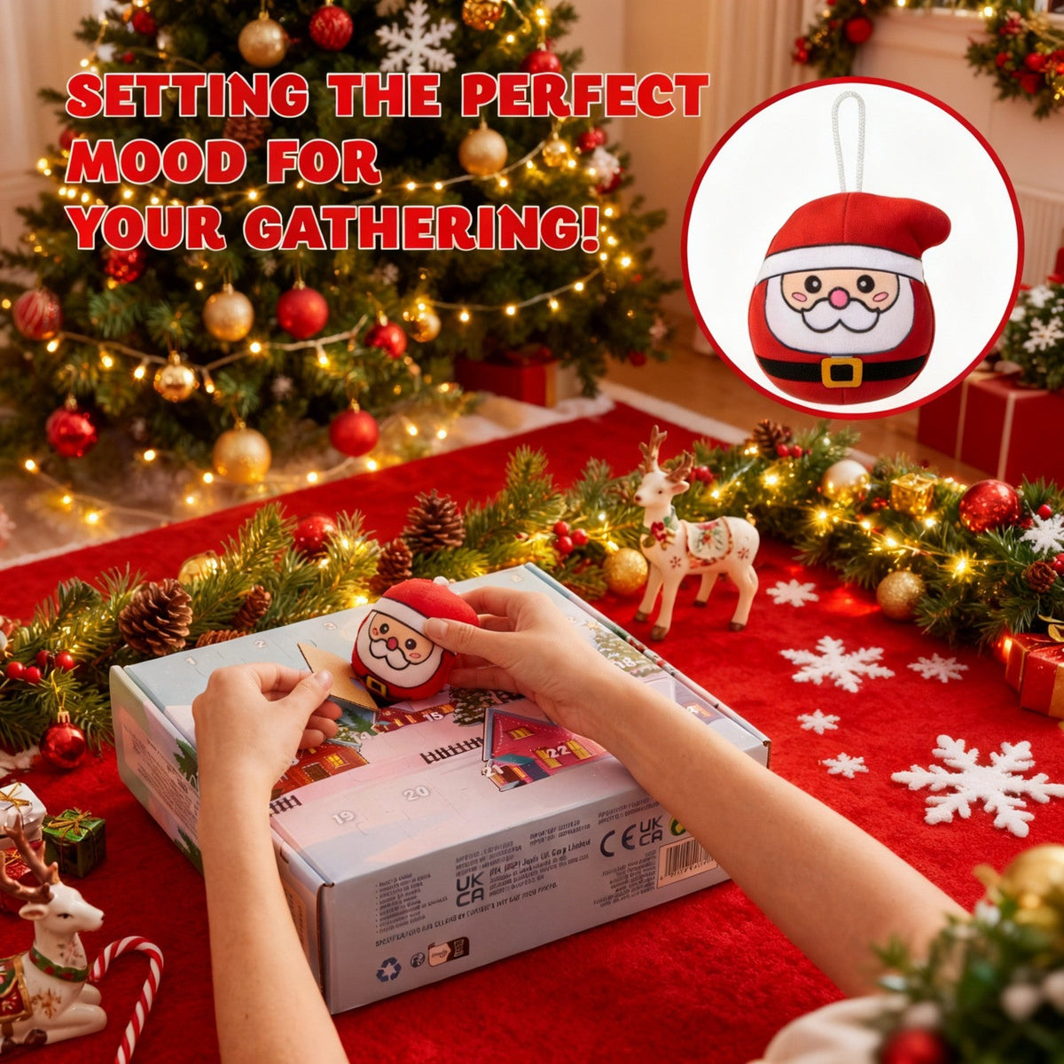 Hanging Mini Plush Advent Calendar with 24 Holiday Characters for Christmas Trees