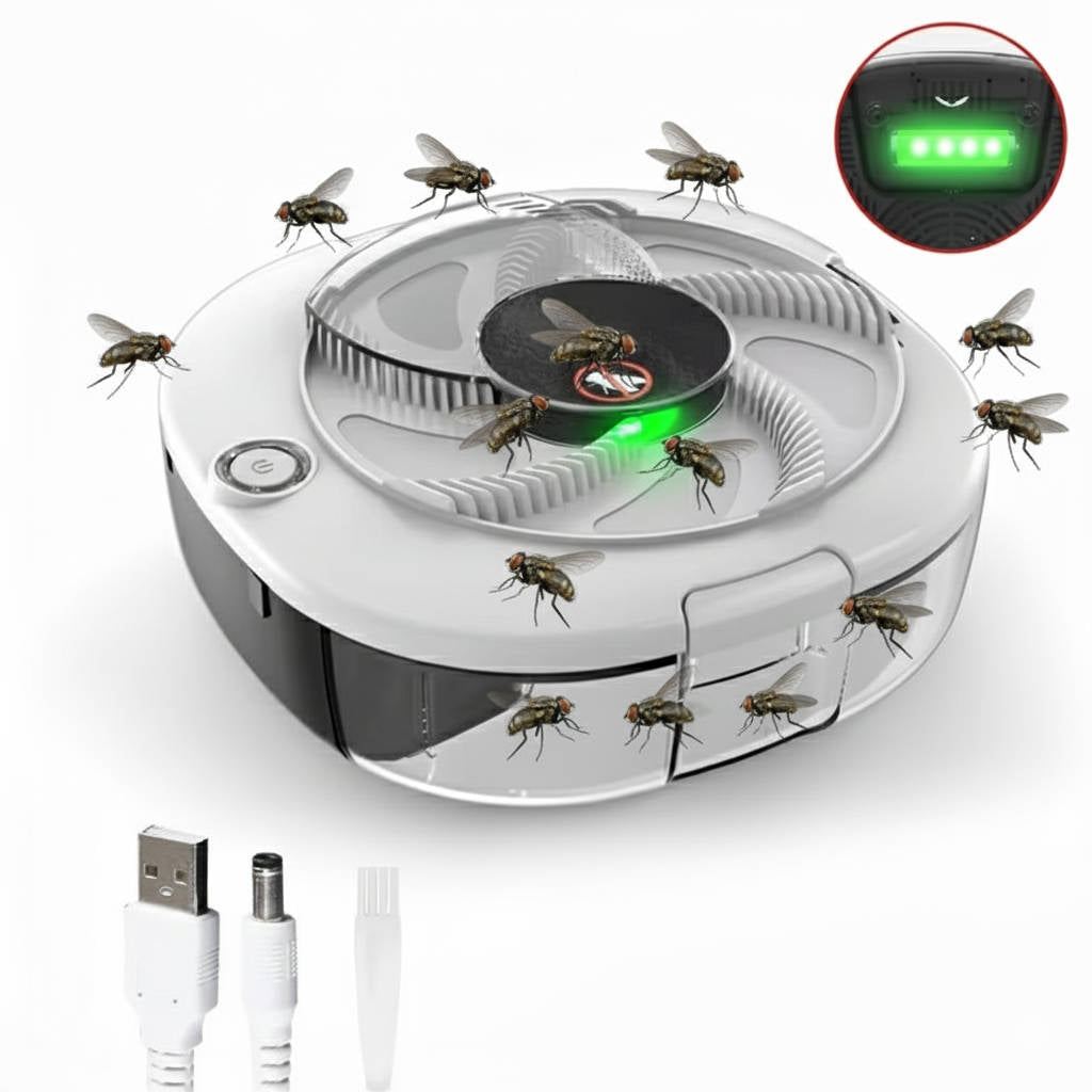 Automatic Fly Trap with Rotating Sweep Arm and USB Charging, 72-Hour Battery