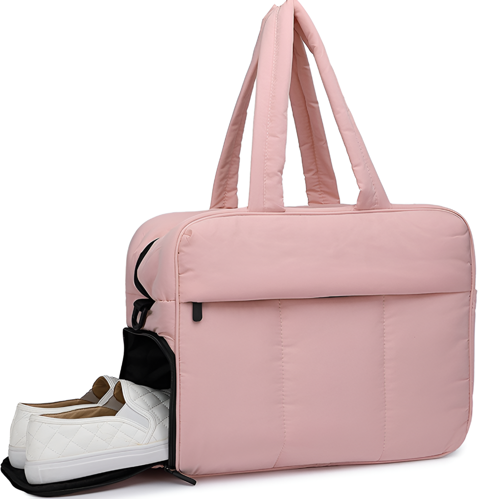 Quilted Duffle Bag with Padded Polyester Shell and Dual Carry Handles, 16 Inch
