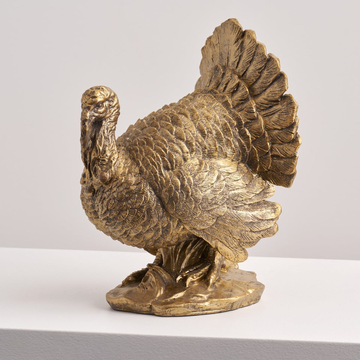 Turkey Centerpiece Figure with Bronzed Antique Finish for Fall Table Display
