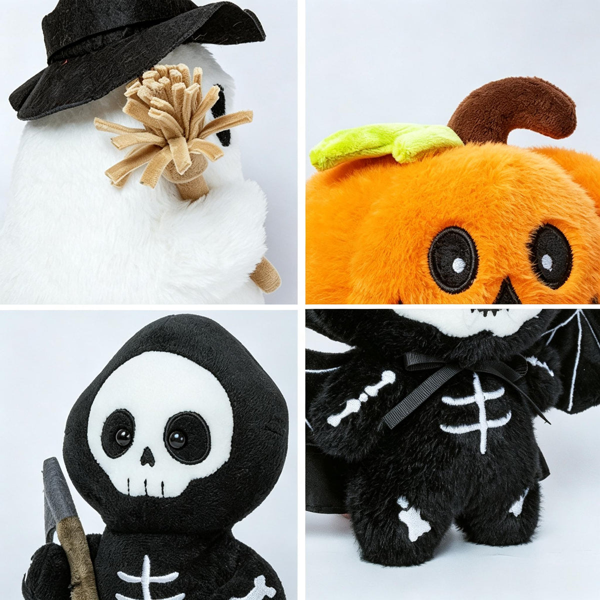 Seasonal Plush Character Set with Embroidered Details for Indoor Display