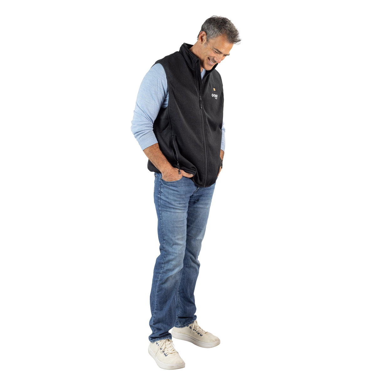 Mens Heated Knit Vest with Four Heating Zones and Rechargeable Battery for Cold Weather