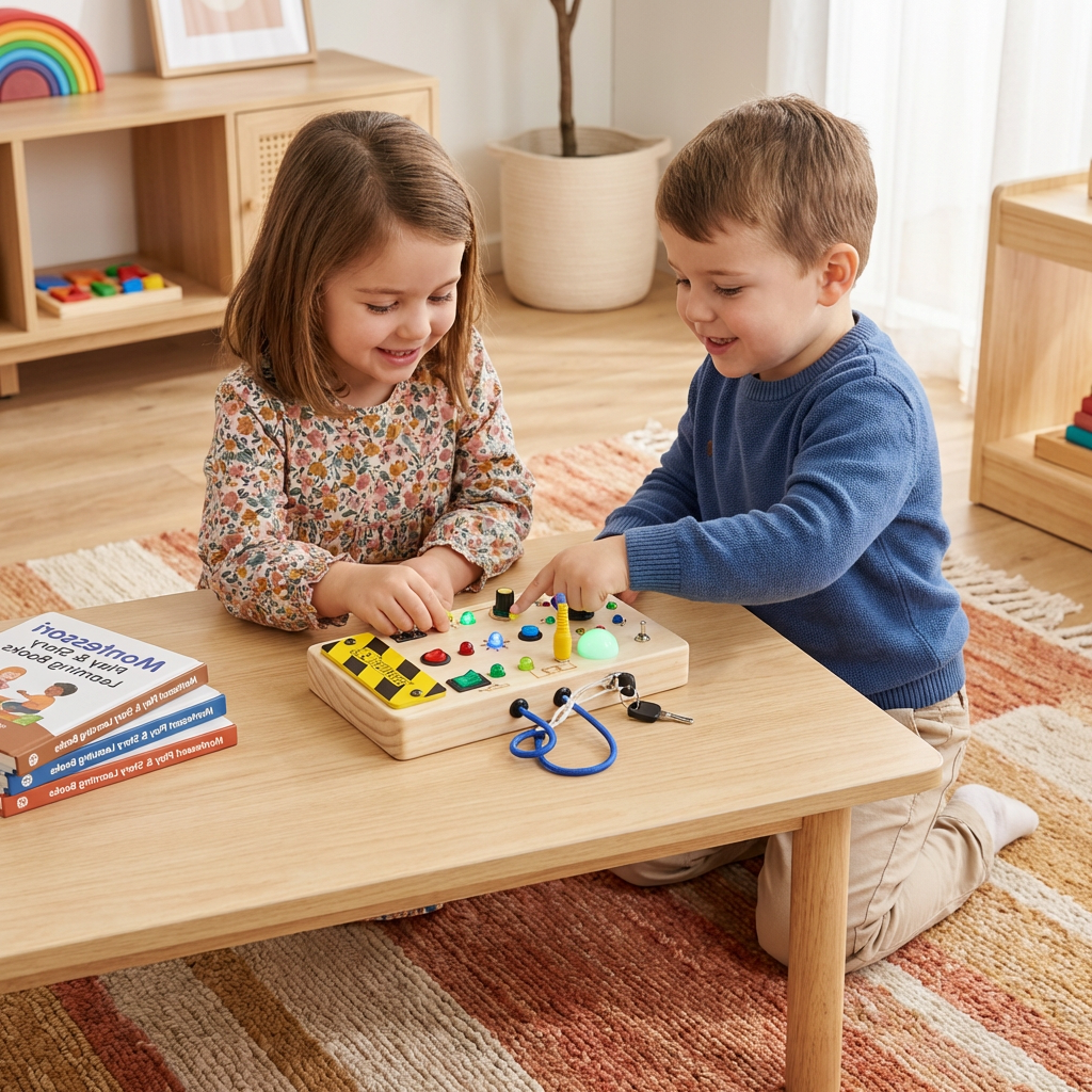 Sensory Learning Board with Interactive Switches and LED Lights for Toddlers