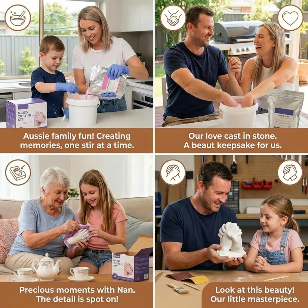 3D Hand Casting Kit for Families and Couples to Create a Plaster Keepsake Sculpture