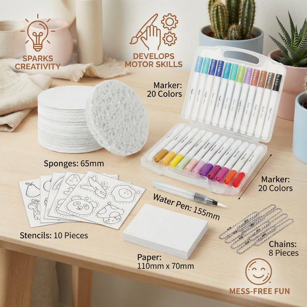 Sponge Painting Set for Kids with Bubble Texture Effect and Multiple Shapes