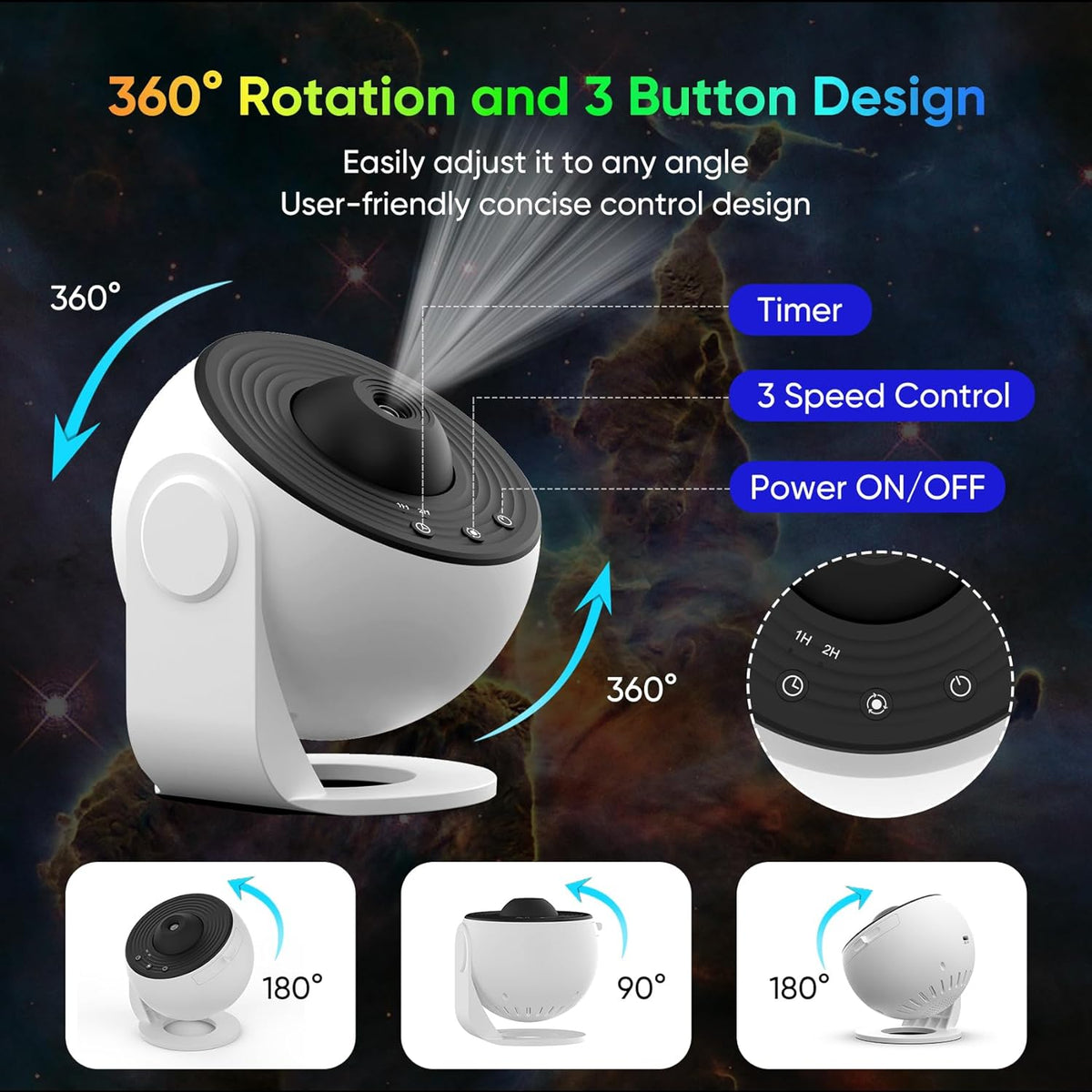 Galaxy Projector with 360-Degree Rotation and 12 Film Discs, Auto Shutoff Timer