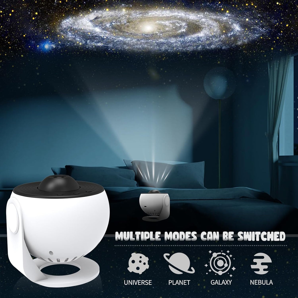 Galaxy Projector with 360-Degree Rotation and 12 Film Discs, Auto Shutoff Timer