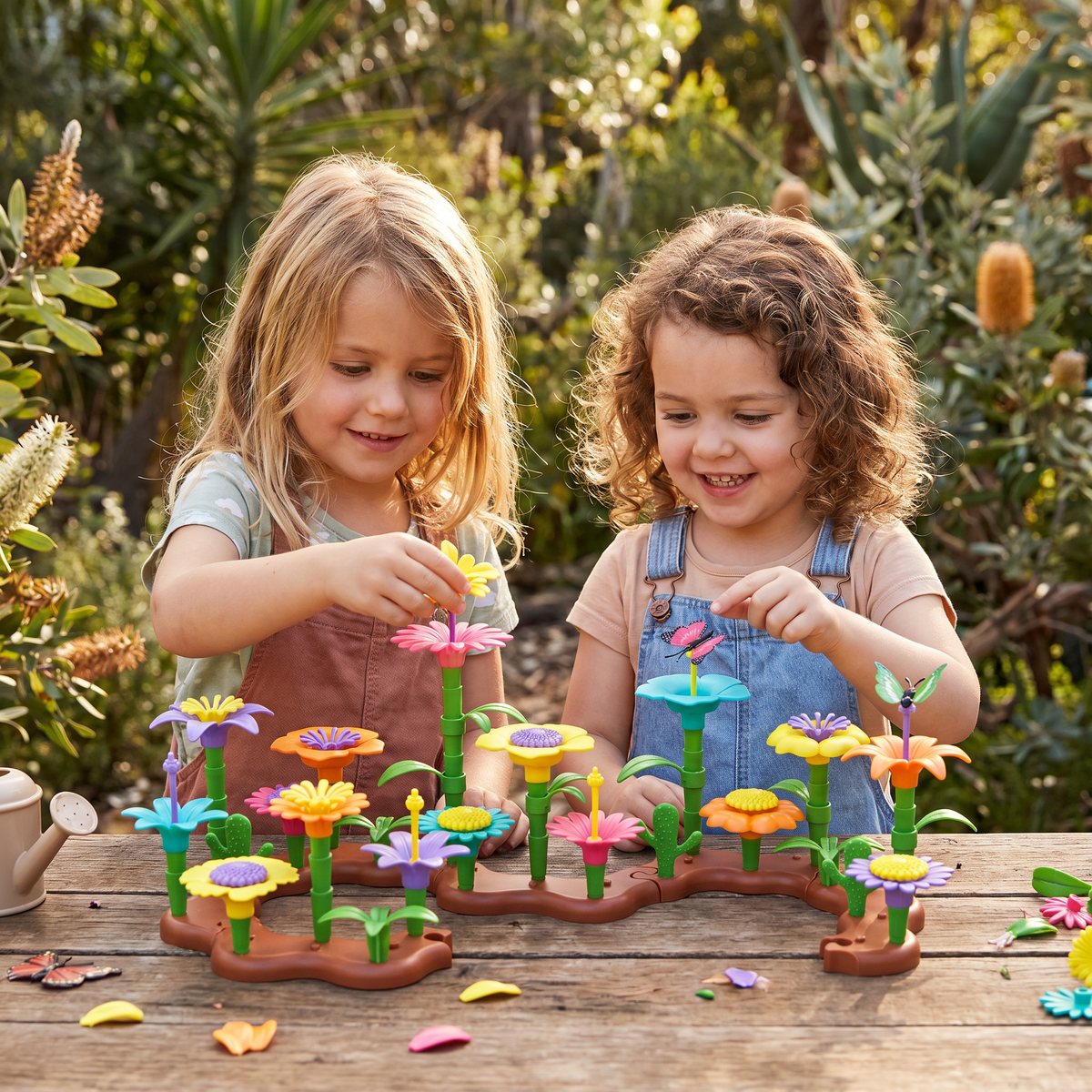 Flower Garden Pegging Game with Colorful Peg Pieces and Multiple Flower Designs